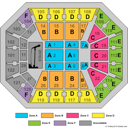 Mohegan Sun Arena - CT Concert End Stage Zone Seating Chart
